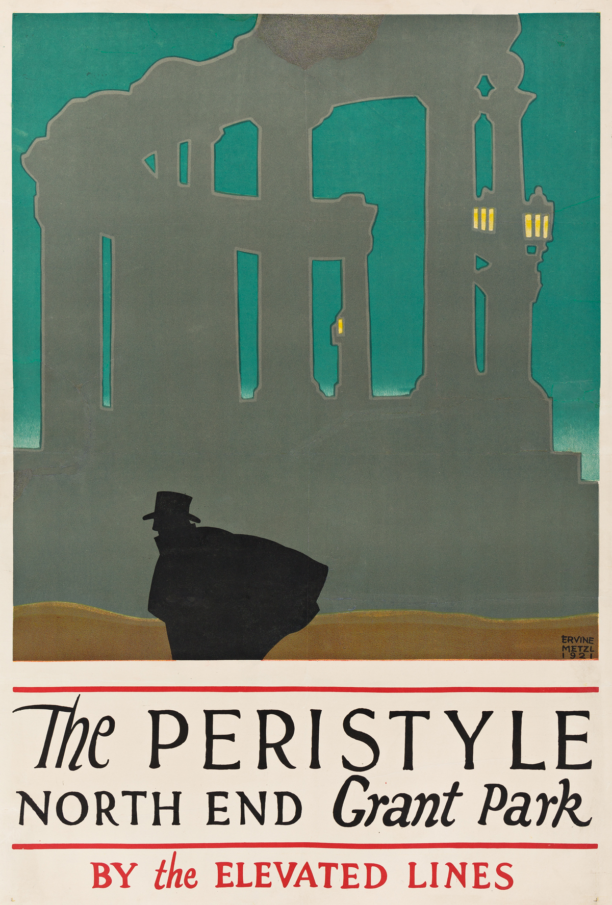 Ervine Metzl (1899-1963).  THE PERISTYLE / NORTH END GRANT PARK / BY THE ELEVATED LINES. 1921.
